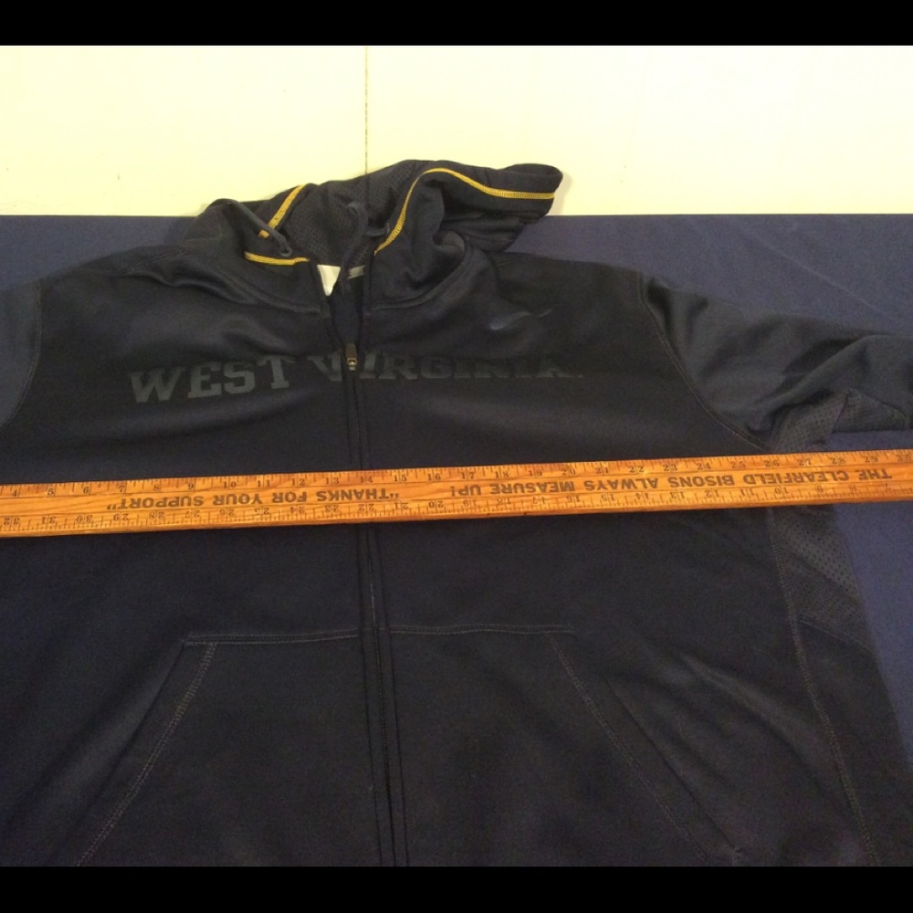 West Virginia Mountaineers Mens zip up Hoodie Size XL Nike Therma Fit - Picture 8 of 9